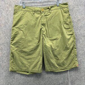 Quiksilver Shorts Mens 34 Green Polyester Cotton Chino Flat Front 10 Inseam